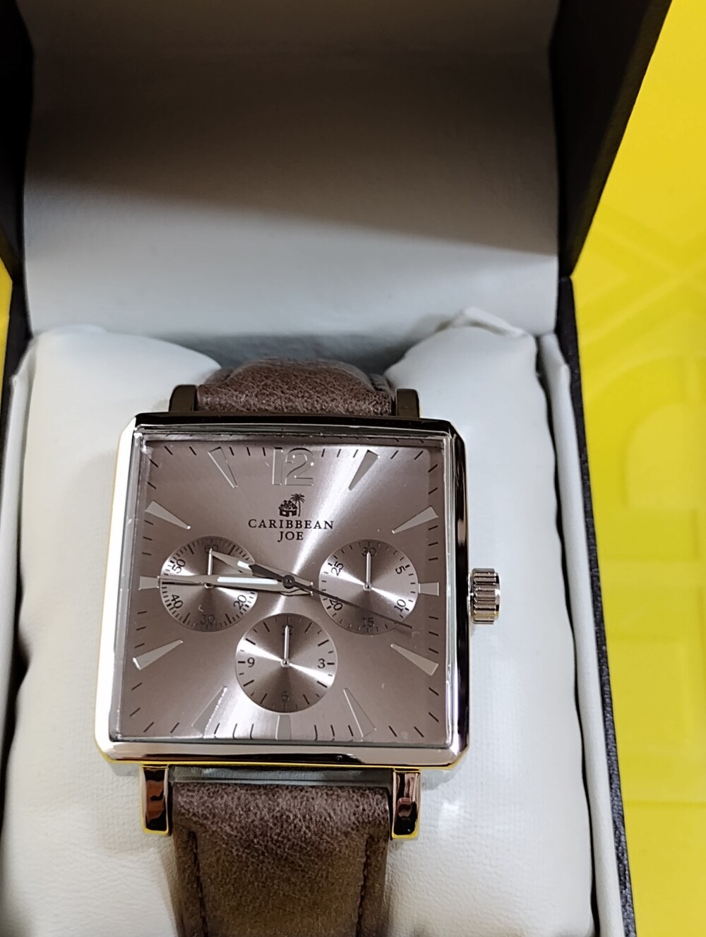 CARIBBEAN JOE MENS WATCH CARIBBEAN JOE ISLAND SUPPLY CO. SQUARE WATCH NEW